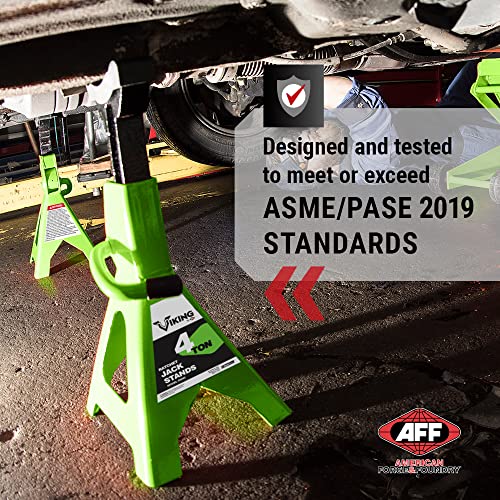 AFF Viking 4 Ton Pair of Jack Stands, Heavy Duty Ratchet-Style, for Cars - size: 4 Ton