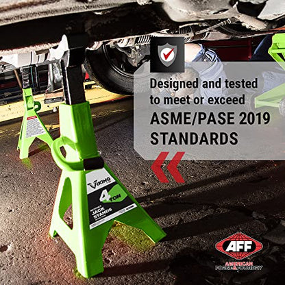 AFF Viking 4 Ton Pair of Jack Stands, Heavy Duty Ratchet-Style, for Cars - size: 4 Ton