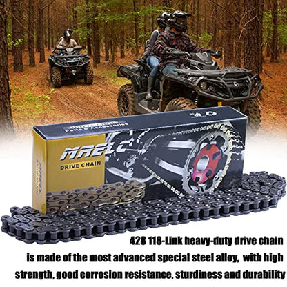 428H Motorcycle Chain+ Chain Breaker,118-links Heavy Duty Drive Chain - size: 118