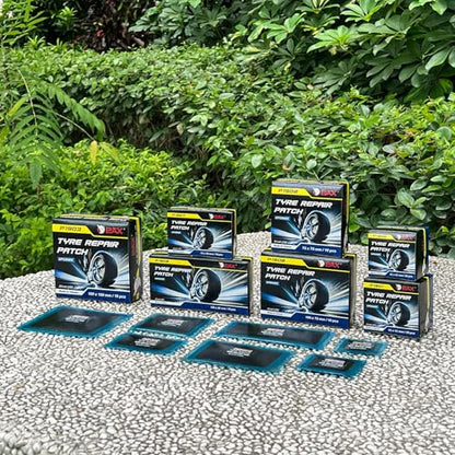 PAX 20 Pcs 45x45mm Upgraded Square 2-in-1 Tire Repair Patches, Suitable for Radial and Bias Tires on Motorcycle, Automobile, Truck, Agricultural Vehicles, BMX, ATVs, River Floating, Inflatable Rubber - size: 45x45mm