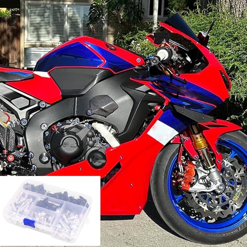 Worldmotop Fairing Bolt Kit Screws Fasteners Universal Compatible with Yamaha Honda Kawasaki Suzuki BMW,Fairing Bolt Kits Metric Bolts and Nuts Kit(Sliver) - color: sliver