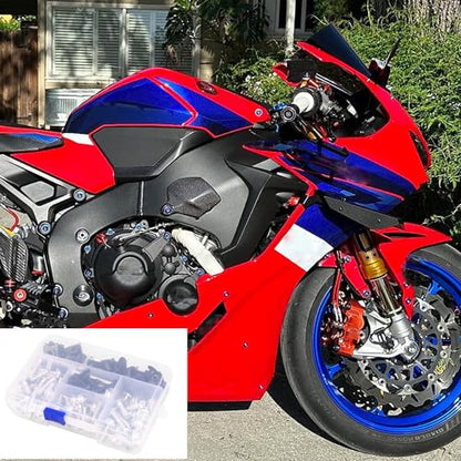 Worldmotop Fairing Bolt Kit Screws Fasteners Universal Compatible with Yamaha Honda Kawasaki Suzuki BMW,Fairing Bolt Kits Metric Bolts and Nuts Kit(Sliver) - color: sliver