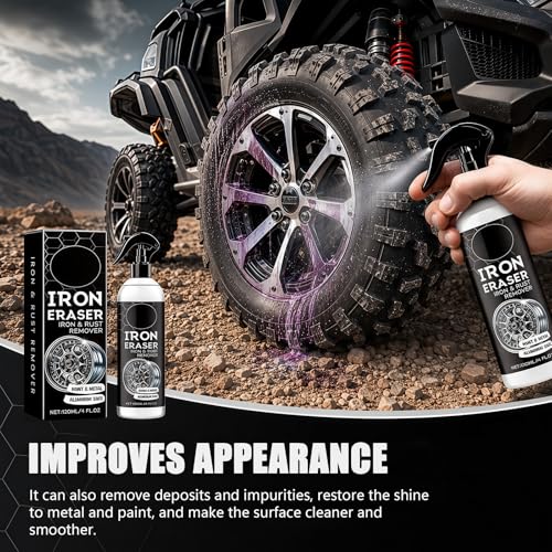 2Pcs Rust Remover Spray, Iron & Rust Remover for Car Wheels, Paint & Brake Dust, Automotive Surface Cleaner