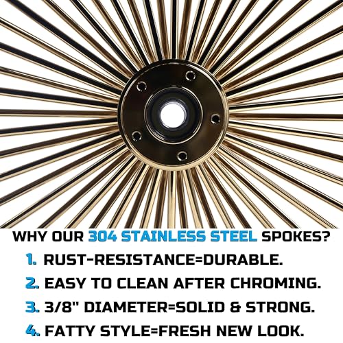 FatFlex Front Wheel for Harley Softail Slim Fat Boy 21” x 3.5” Gold - color: 21*3.5'', Gold+Gold+Gold