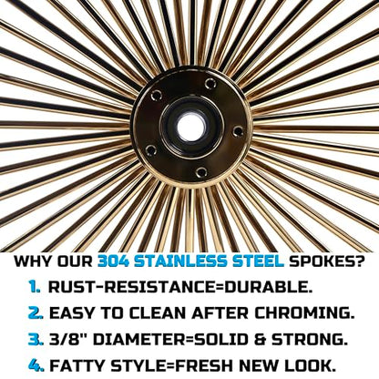 FatFlex Front Wheel for Harley Softail Slim Fat Boy 21” x 3.5” Gold - color: 21*3.5'', Gold+Gold+Gold