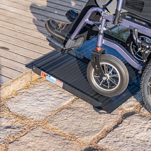 WHALEMOTOR Black Portable Wheelchair Ramp, 2FT No-sew Non-Slip Aluminum Wheelchair Ramp, Folding Portable Wheelchair Ramps for Home, Weight Capacity Up to 800 LBS, Loading Dock Plates - size: 2FT Using height 2-6"
