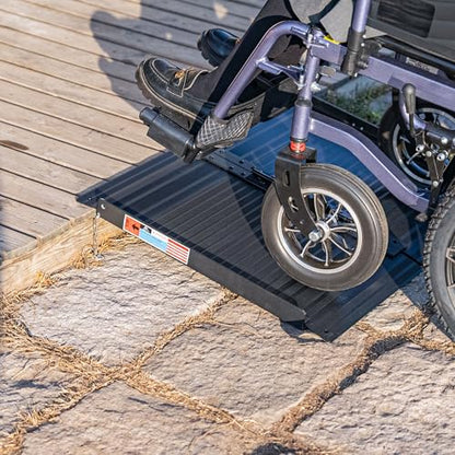 WHALEMOTOR Black Portable Wheelchair Ramp, 2FT No-sew Non-Slip Aluminum Wheelchair Ramp, Folding Portable Wheelchair Ramps for Home, Weight Capacity Up to 800 LBS, Loading Dock Plates - size: 2FT Using height 2-6"