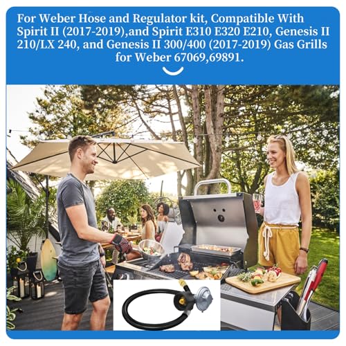 25" For Weber Hose and Regulator kit, Compatible With Spirit II (2017-2019),and Spirit E310 E320 E210, Genesis II 210/LX 240, and Genesis II 300/400 (2017-2019) Gas Grills,for Weber 67069,69891. - size: 25IN for Weber Genesis/Spirit/Summit etc