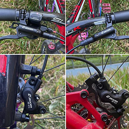 JFOYH zoom HB876 4-Piston Pre-Bled Hydraulic Disc Brake Set for Mountain Bike, Bike Disc Brake Kit with 160mm Rotors, Front and Rear Levers(PM Adapter Included) - Left-Front&Right-Rear - color: ZM3000 Red