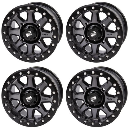 (4 Pack) 4/137 Tusk Uinta Beadlock Wheel 15x7 6.0 + 1.0 Gunmetal/Black For Can-Am Maverick Sport Max 1000R DPS 2019-2024