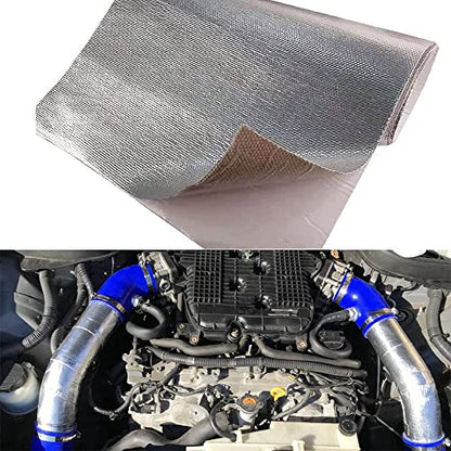 12'' X 48''Aluminized Heat Shield Mat Thermal Barrier Adhesive Backed Heat Blanket, Fiberglass Insulation Reflective Material High Temp Protection - size: 12 x 48 Inch