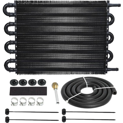 8 Row Auto Transmission Oil Cooler 9" Inch Electric Fan & 6AN In-line Hose Thermostat Switch Car Truck Wiring Kit (190'F On - 175'F Off) - size: 190'F On - 175'F Off