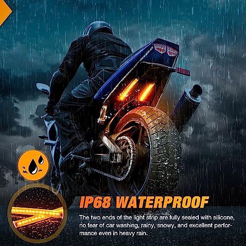 Nilight 2PCS 5 Inch LED Motorcycle Turn Signal Tail Light Strips Yellow Amber Beam Flexible Bend Adhesive Universal Fit Harley Motorcycles Dirt Bikes Snowmobile ATV - color: White,Yellow