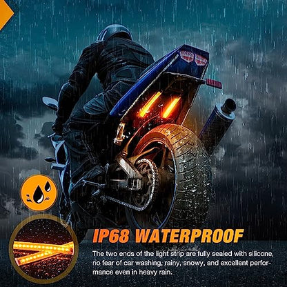 Nilight 2PCS 5 Inch LED Motorcycle Turn Signal Tail Light Strips Yellow Amber Beam Flexible Bend Adhesive Universal Fit Harley Motorcycles Dirt Bikes Snowmobile ATV - color: White,Yellow