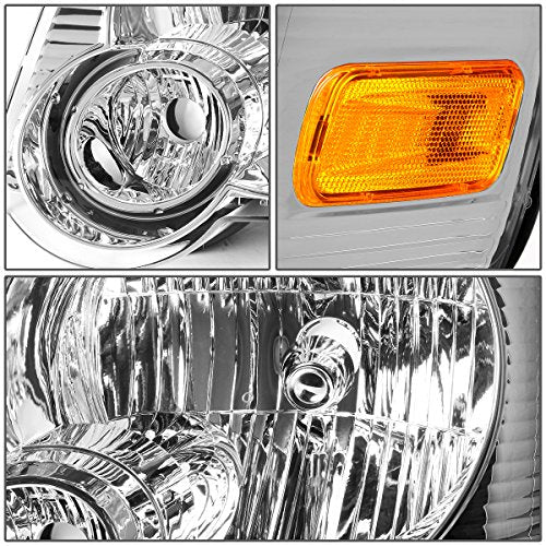 DNA MOTORING Chrome Amber Headlight Assembly, Driver and Passenger Side, Compatible with 06-10 Ford Explorer / 07-10 Explorer Sport Trac, HL-OH-FEXP06-CH-AM - color: Chrome amber