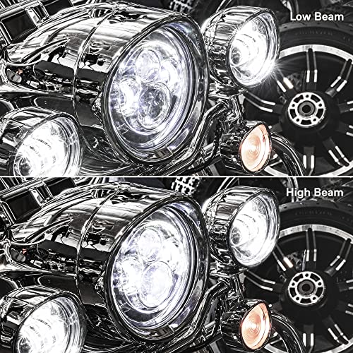 TRUE MODS 7 Inch LED Headlight Kit 4.5 Inch Passing Lights Harley Davidson - color: Chrome, size: Headlight + Bracket + Passing Lights
