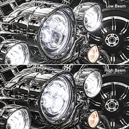 TRUE MODS 7 Inch LED Headlight Kit 4.5 Inch Passing Lights Harley Davidson - color: Chrome, size: Headlight + Bracket + Passing Lights