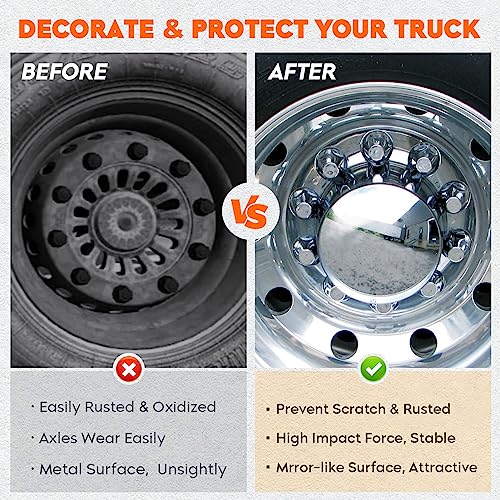 Youxmoto Front Axle Wheel Cover Standart Hubcap 33mm for Semi Truck, Chrome Plated ABS Plastic, Universal Fit, 2 Pack - color: Dome Cover: 2 Front