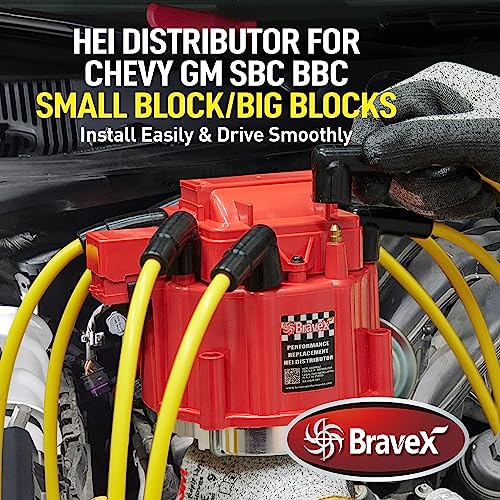 HEI Distributor 65K Coil with Spark Plug Wires 9000RPM, HEI Distributor for Chevy 350 Replacement for SBC BBC GM 283 305 307 327 400 454 Small/Big Blocks V8 - size: w/ Cable