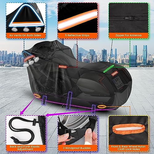 420D Motorcycle Cover Waterproof, Heavy Duty Nano Coating Rain UV,3XL - color: Black, size: 3XL(109"x44"x56")