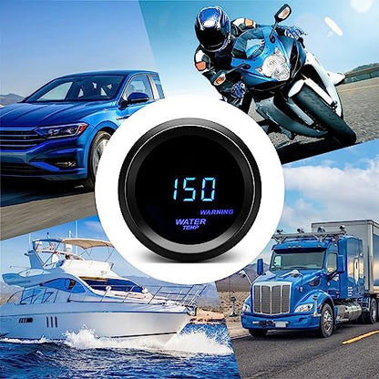 2" 52mm Water Temp Gauge Fahrenheit F with Sender Kit Digital Blue LED for 12V Car AUTO - size: Water Temp F