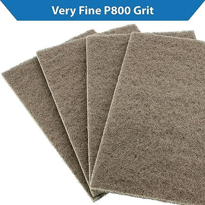 TJR® Scuff Pads 10-Pack – Non-Woven Fleece Buffing Pads for Automotive, Autobody – Multipurpose 6 x 9 Inch Scouring Pad – Tear Resistant Wet and Dry Use Sanding Pads (Very Fine P800) - style: Very Fine P800