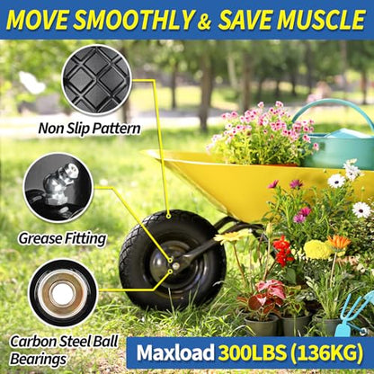 GICOOL 4.80/4.00-8" Wheelbarrow Tire, 16" Flat-Free Solid Tire and Wheel, 3-6" Centered Hub, 5/8" & 3/4" Bearing, For Garden Wagon Cart Trolley Dolly (1 Pack) - size: 4.00-8（1 Pack）