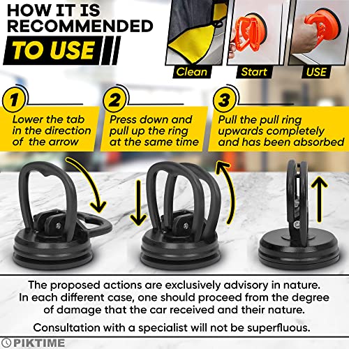 Car Dent Puller, 3 Pcs, One Large 4.6" and Two Small 2.2", Gloves