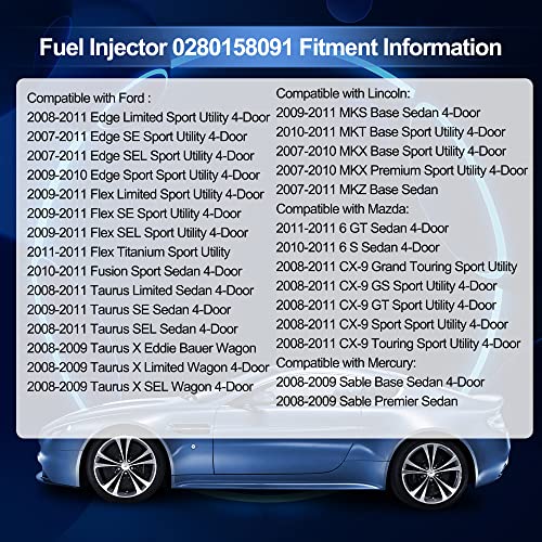 HiSport Fuel Injector 0280158091 1PC Compatible with Ford 2007-12
