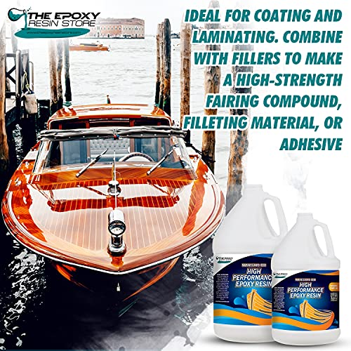 Marine Boat Epoxy Resin for Repairs, Construction, High Performance Coating, 2 Part epoxy kit, UV Stable, Non Yellowing, Chemical and Salt Resistant -1.5 Gallon Kit