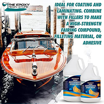 Marine Boat Epoxy Resin for Repairs, Construction, High Performance Coating, 2 Part epoxy kit, UV Stable, Non Yellowing, Chemical and Salt Resistant -1.5 Gallon Kit