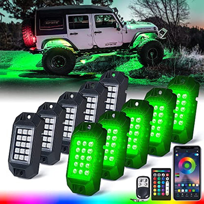 Xprite Bluetooth Rock Lights Multicolor Neon Accent Lights Underglow Kits - color: Standard Housing, size: 10 Pods