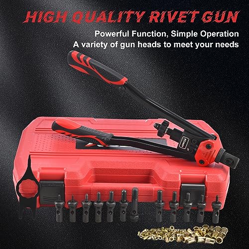 AOBEN 16" Rivet Nut Tool, Professional Hand Rivet Nut Setter Kit with 12 Interchangeable Metric & SAE Mandrels, 145Pcs Rivnuts and Rugged Carrying Case - size: 16" Rivet Nut Tool Kit