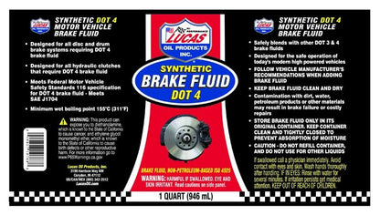 Lucas Oil 10788 Synthetic Brake Fluid DOT 4 - 1 Quart (Pack of 1) - size: Quart, style: DOT 4