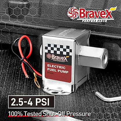 Bravex Inline Electric Fuel Pump Universal DC 12V Low Pressure 2.5-4 PSI Petrol Diesel (EP12S) - color: EP12S(2.5-4 PSI)