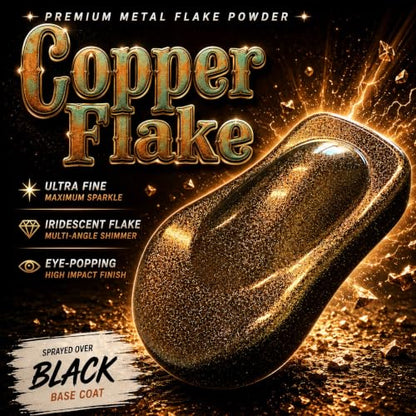 LiME LiNE Sprayable Metal Flake Paint Additive: Solvent Resistant Glitter for Automotive Custom Painting (Copper.) - color: Copper.