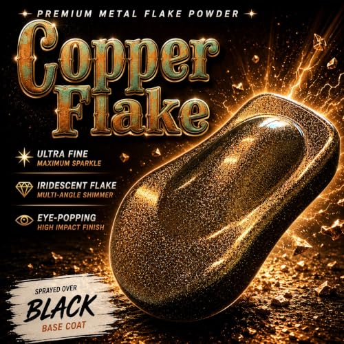 LiME LiNE Sprayable Metal Flake Paint Additive: Solvent Resistant Glitter for Automotive Custom Painting (Copper.) - color: Copper.