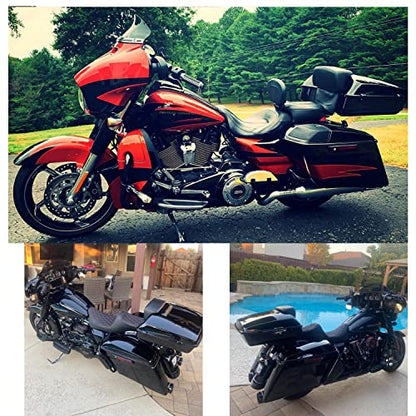 TCT-MOTORPARTS Completed Black Chopped Tour Luggage Trunk Bracket &Mounting Backrest Fit for 2014-2025 Harley Road Glide Street Glide Special Ultra Limited - color: Gloss Black Chopped Trunk+Black Rack
