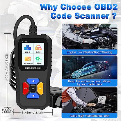 Professional OBD2 Scanner Elite Edition - Car Diagnostic Tool for All OBD2 Vehicles, Reads/Clears Check Engine Light Codes, DTC Search, Live Data, Compatible with EOBD, CAN & OBDII Protocols