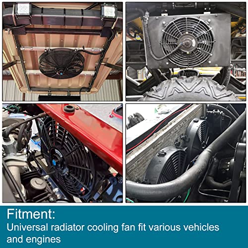16" inch Universal Slim Fan Push Pull Electric Radiator Cooling 12V Mount Kit - color: Black, size: 16 Inch