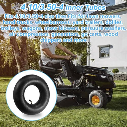 (2 PACK) 4.10/3.50-4 Inner Tube with TR-87 Bent Valve Stem,Replacement for Hand Trucks, Dolly, Lawn Mowers, Wheelbarrows, Generators, Utility Carts - size: 4.10/3.50-4