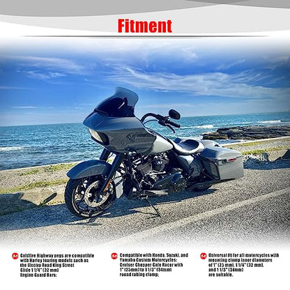 Goldfire Motorcycle Footpegs Engine Guard Footrest 1.25" Highway Pegs,32mm Adjustable For Harley Road Glide Street Glide Softail Glide Sportster Glide Electra Glide Road King Accessoreis