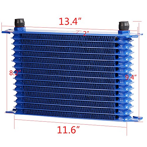 PIT66 Universal AN10 Engine Transmission Oil Cooler Compatible with Japanese Model Blue 15 Row Aluminum with Filter Relocation Kit A Set - color: Blue, size: 15 Row Japanese Model-A Set