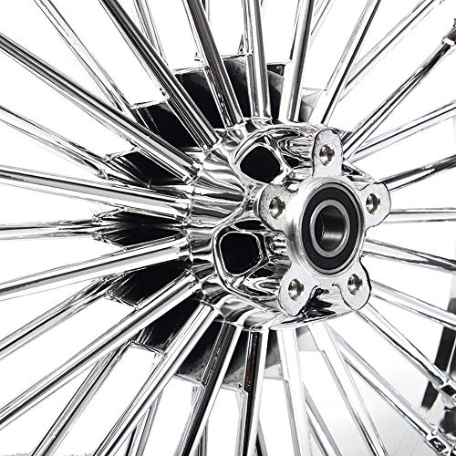 TOFR 21x3.5 18x5.5 Chrome Fat Spoke Wheels For Harley Dyna FXDB FXD 06-07 - color: 21x3.5 18x5.5 Chrome, size: Dyna 2006-2007