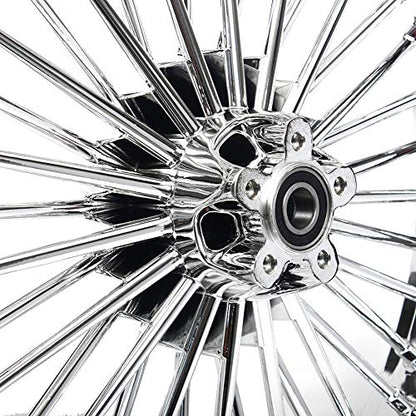 TOFR 21x3.5 18x5.5 Chrome Fat Spoke Wheels For Harley Dyna FXDB FXD 06-07 - color: 21x3.5 18x5.5 Chrome, size: Dyna 2006-2007