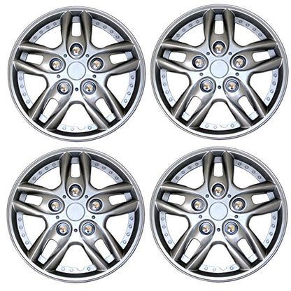 WC3-14-515-S - Pack of 4 Hubcaps - 14-Inches | Silver | Style 515 Style Snap-On (Pop-On) Type Metallic Silver Wheel Covers Hub-caps - size: 14-Inches | Silver | Style 515
