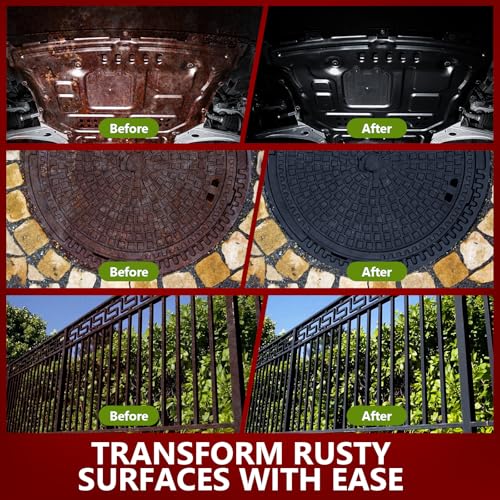 Rust Converter & Metal Primer, 141 Fl Oz Black Rust Inhibitor Paint for Metal, Automotive Rust Reformer, Industrial Grade Water Based, Heat Resistance & UV Resistant - size: Black-141 FL OZ