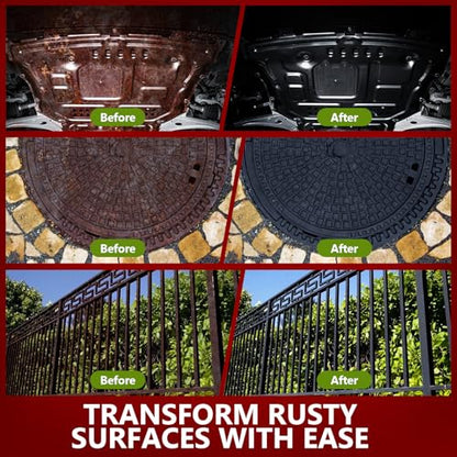 Rust Converter & Metal Primer, 141 Fl Oz Black Rust Inhibitor Paint for Metal, Automotive Rust Reformer, Industrial Grade Water Based, Heat Resistance & UV Resistant - size: Black-141 FL OZ