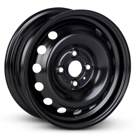 14x5.5 in Steel Wheel Rim 4 Lug 100mm 46mm Offset 54.1mm CB| Powder-Coated Black finish Fits 2006-2011 Kia Rio | New OEM Replacement | 529101G105 - size: 14x5.5 inch Wheel
