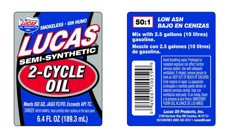 Lucas Oil Semi-Synthetic 2-Stroke High Temp Racing Motor Oil - 6.4 oz. - size: 6.4 Ounce, style: 24 Pack
